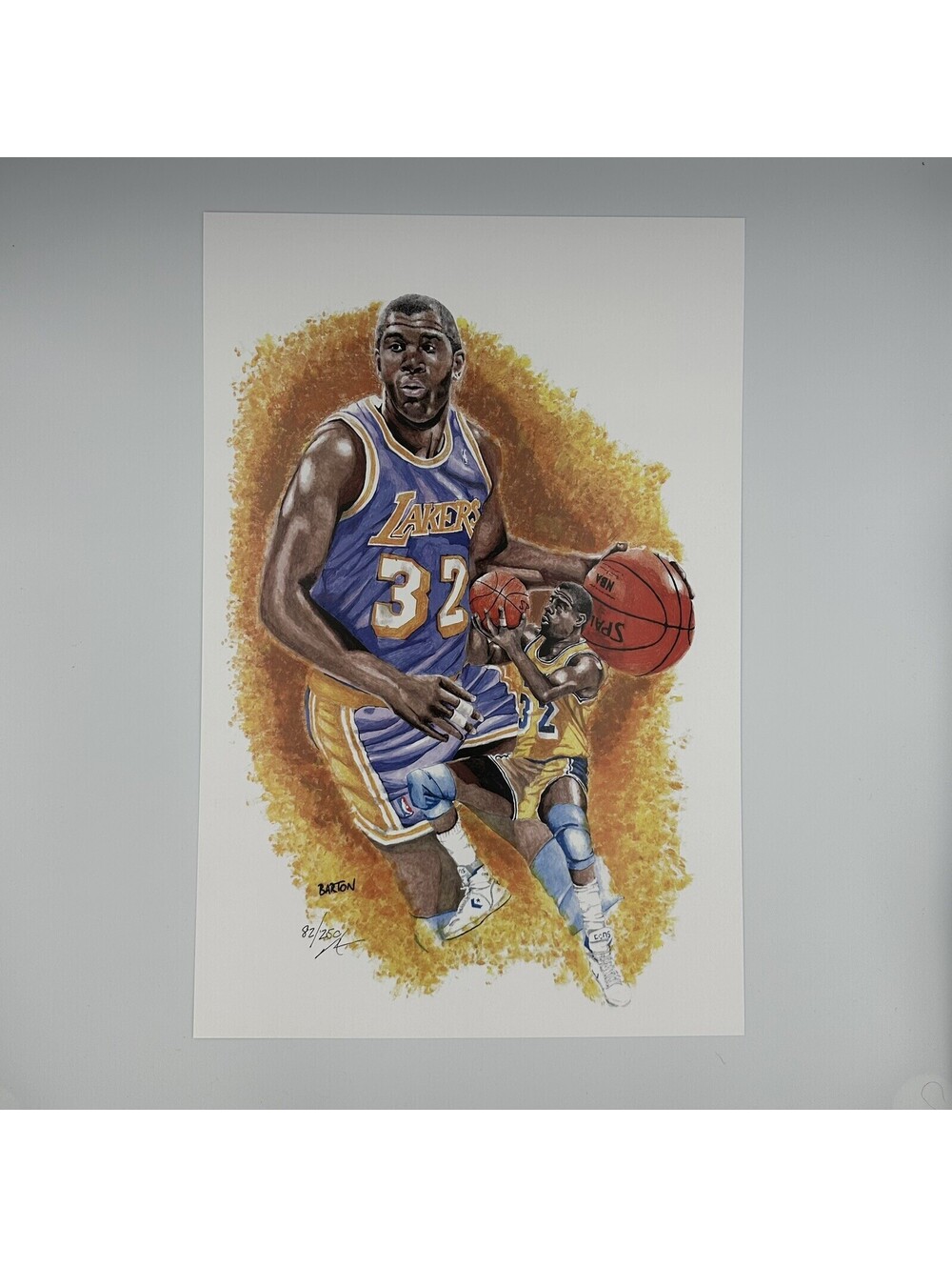 Magic Johnson Los Angeles Lakers LE Lithograph by Brian Barton 82/250